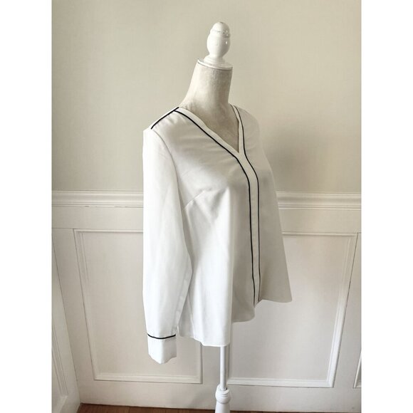 Hobbs London Beth Piped Blouse White 9 - Picture 3 of 6